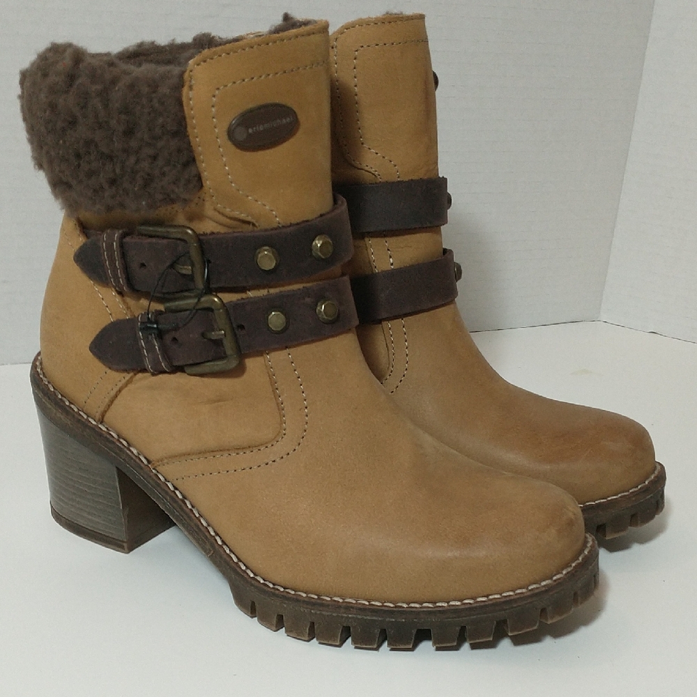 Eric Michael Lug‎ Sole Heeled Ankle Boot, Zipper, Fur Lined, Women's Size 6.5